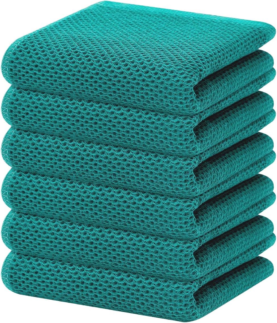 Homaxy 100% Cotton Waffle Weave Kitchen Dish Towels, Ultra Soft Absorbent Quick Drying Cleaning