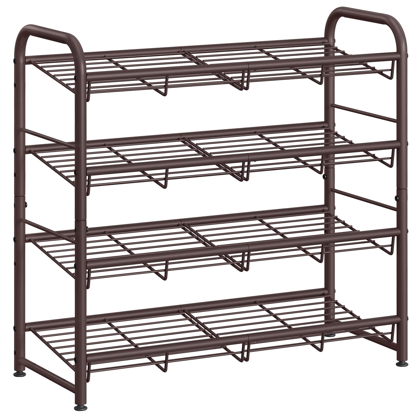 SONGMICS Stackable Shoe Rack, 4 Tier Metal Shoes Rack Storage Shelf, Holds up to 16 Pairs Shoes