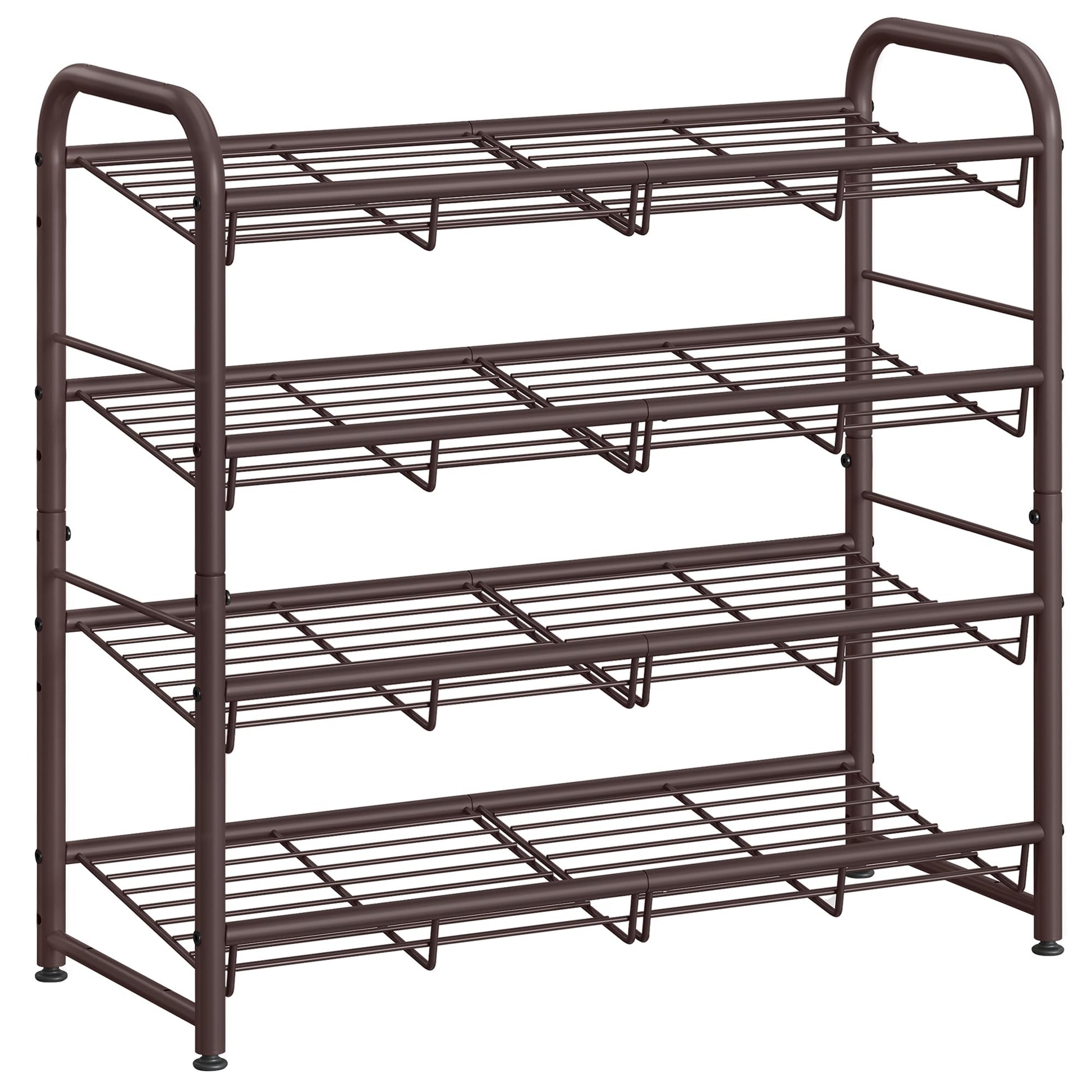 SONGMICS Stackable Shoe Rack, 4 Tier Metal Shoes Rack Storage Shelf, Holds up to 16 Pairs Shoes