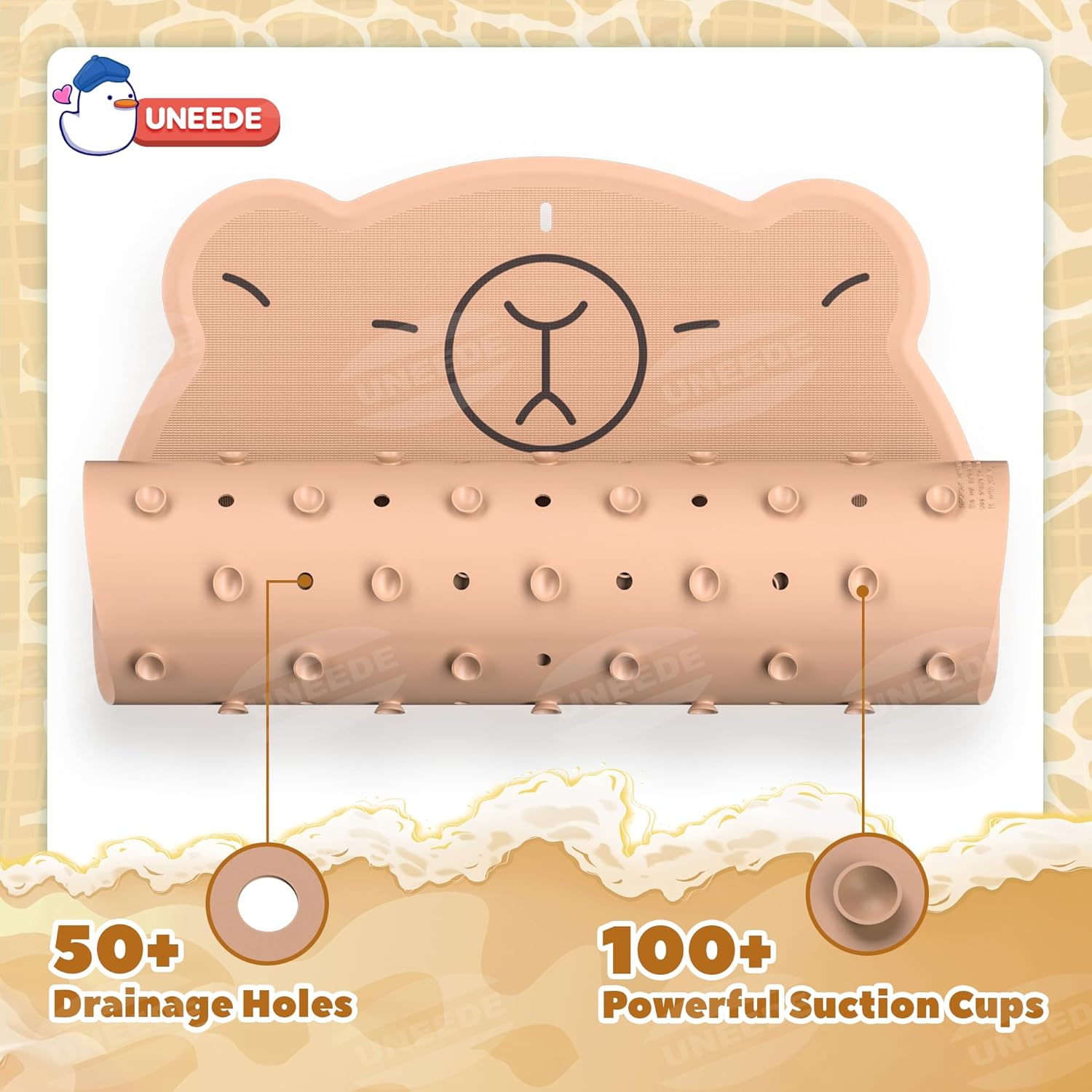 UNEEDE Kids Bathtub Mat Non Slip Shower Mat for Toddlers, Washable Anti Slip Tub Surface, Soft