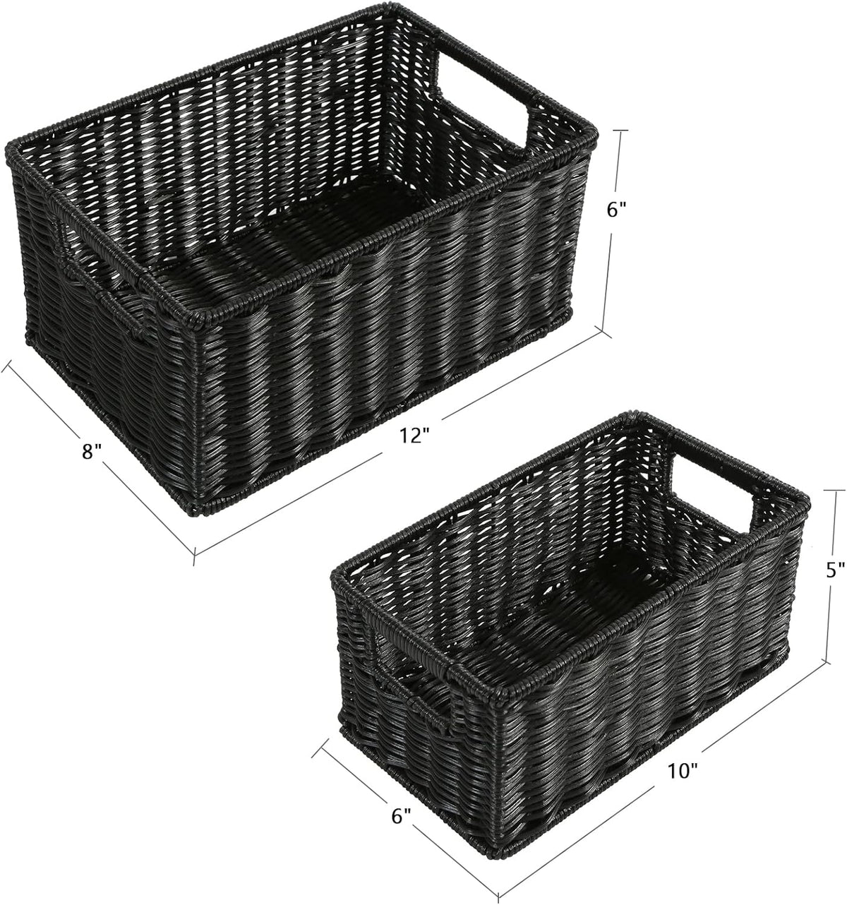 HOONEX Wicker Baskets for Storage, Plastic Baskets for Organizing with Dual Handles, Woven Baskets