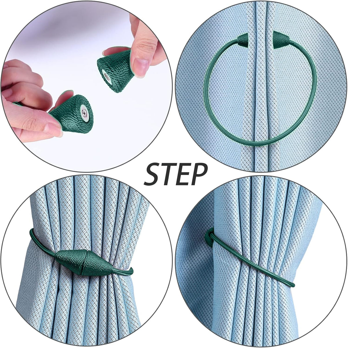 2 PCS Magnetic Curtain Tiebacks, European Style Convenient Drape Tie Backs Holdbacks for Thin or