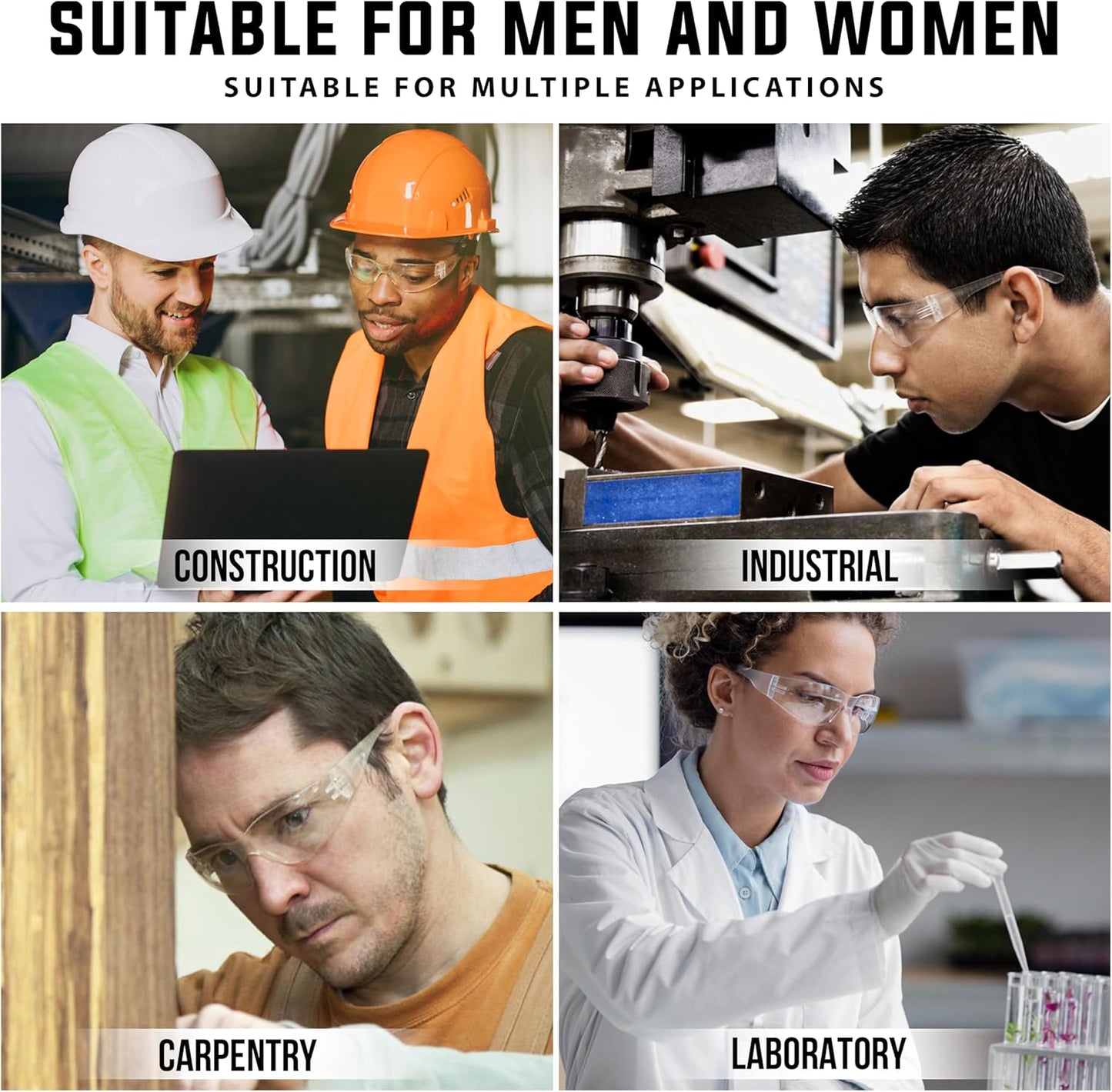BISON LIFE Safety Glasses - Scratch Resistant Wrap Around Eyewear, Polycarbonate ANSI Z87.1 Impact