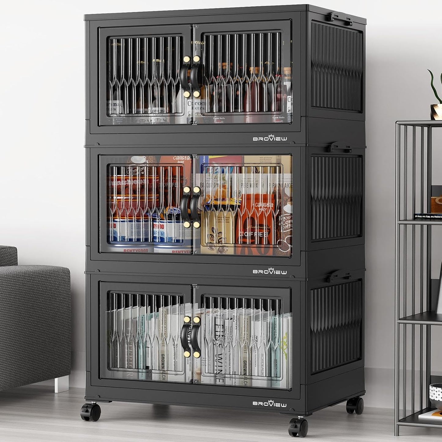 BROVIEW 240Qt Stackable Storage Bins with Lid, Extra Large Closet Organizer Collapsible Drawer