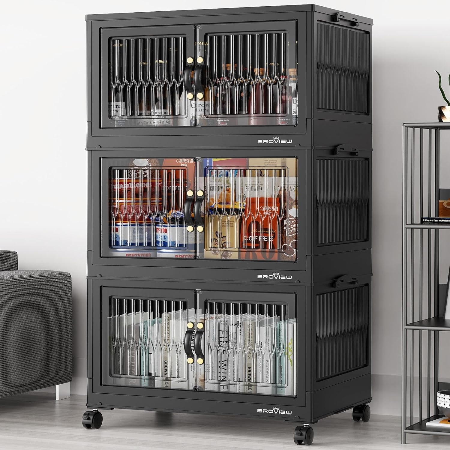 BROVIEW 240Qt Stackable Storage Bins with Lid, Extra Large Closet Organizer Collapsible Drawer