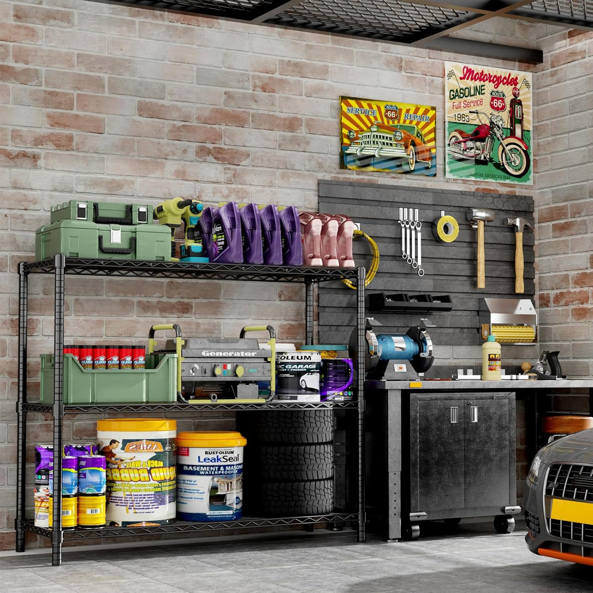 Storage Shelves, 3 PCS 48" L x 20" W x 47" H Heavy Duty Garage Wire Shelving Unit Loads 1200LBS