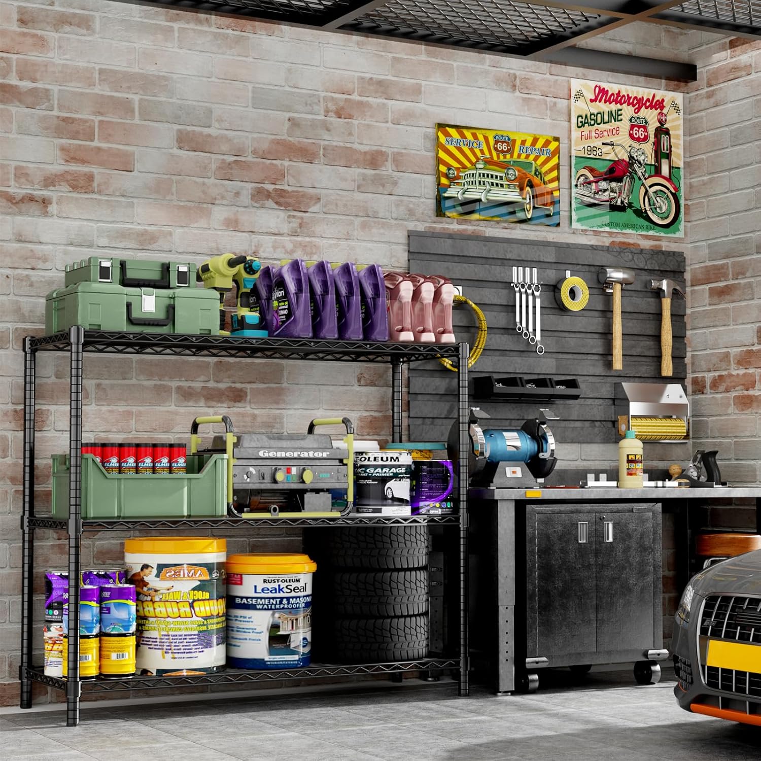 Storage Shelves, 3 PCS 48" L x 20" W x 47" H Heavy Duty Garage Wire Shelving Unit Loads 1200LBS
