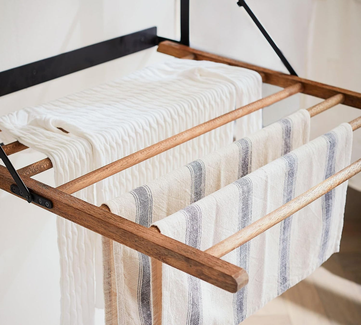TOMACE Wall Mounted Clothes Drying Rack Laundry Drying Rack Collapsible