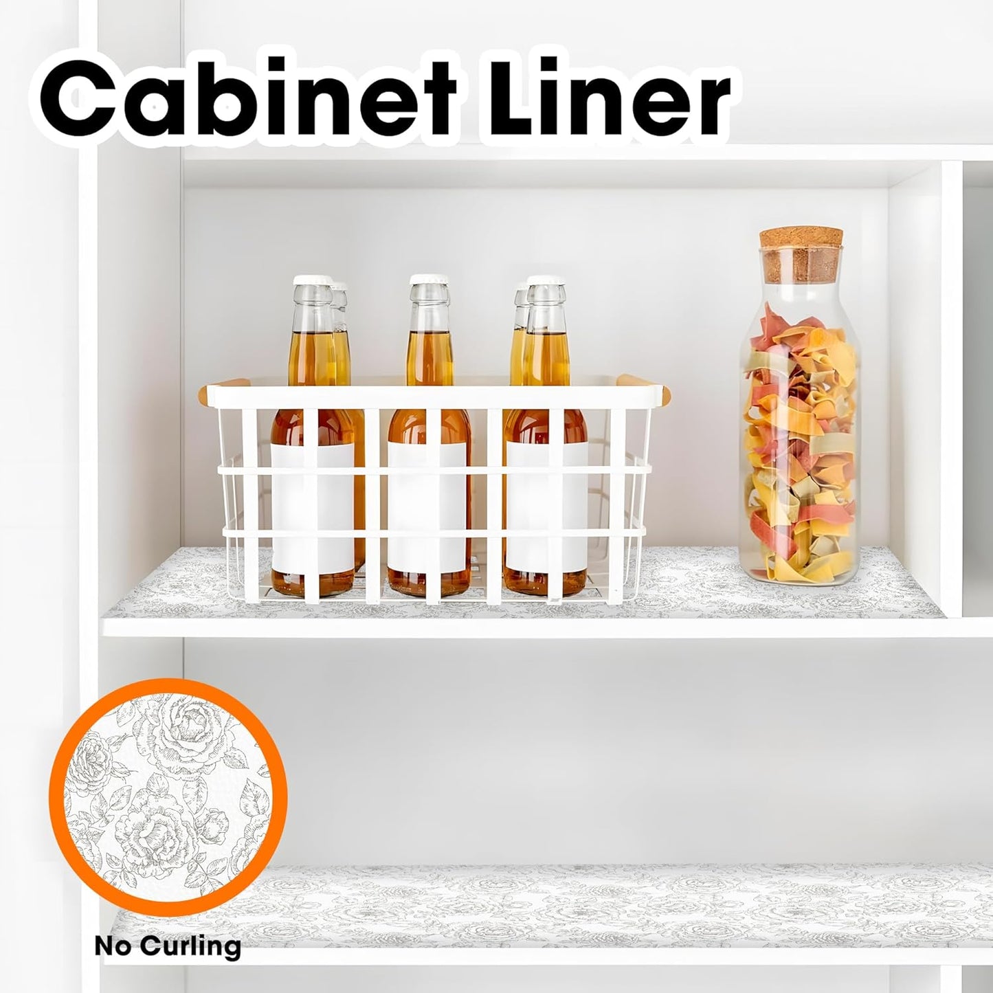 Drawer and Shelf Liner for Kitchen Cabinets Non-Adhesive, Non-Slip Cabinet Liner Shelf Paper Strong