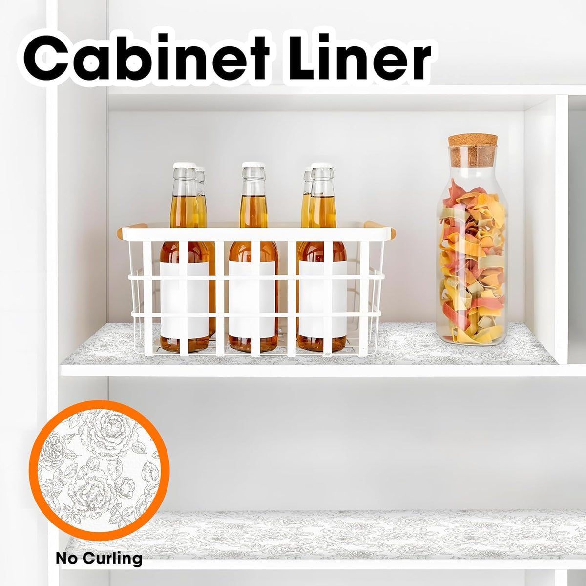 Drawer and Shelf Liner for Kitchen Cabinets Non-Adhesive, Non-Slip Cabinet Liner Shelf Paper Strong