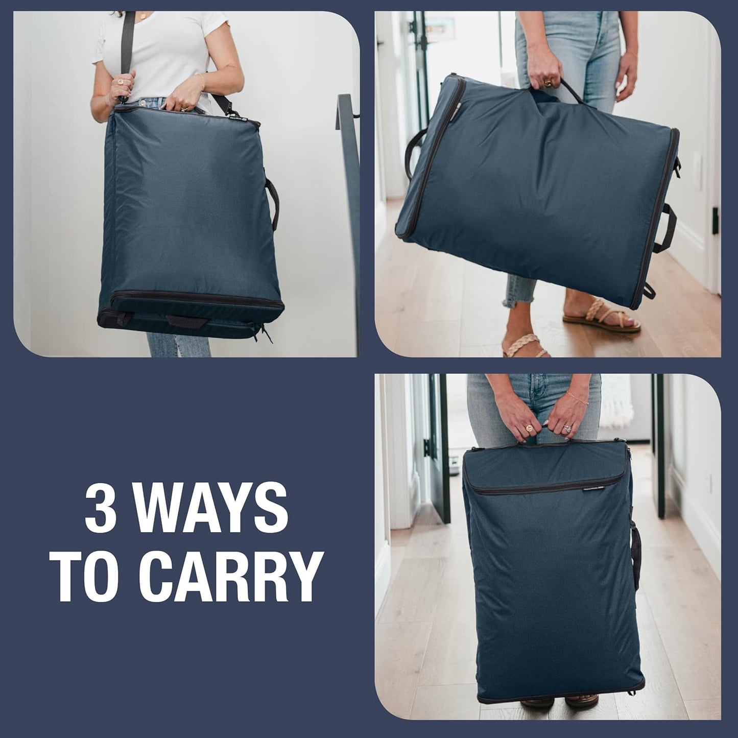 CleverMade Convertible Laundry Hamper Bag - Ocean Dark Charcoal holds 43L / 40 lbs 2 Compartments