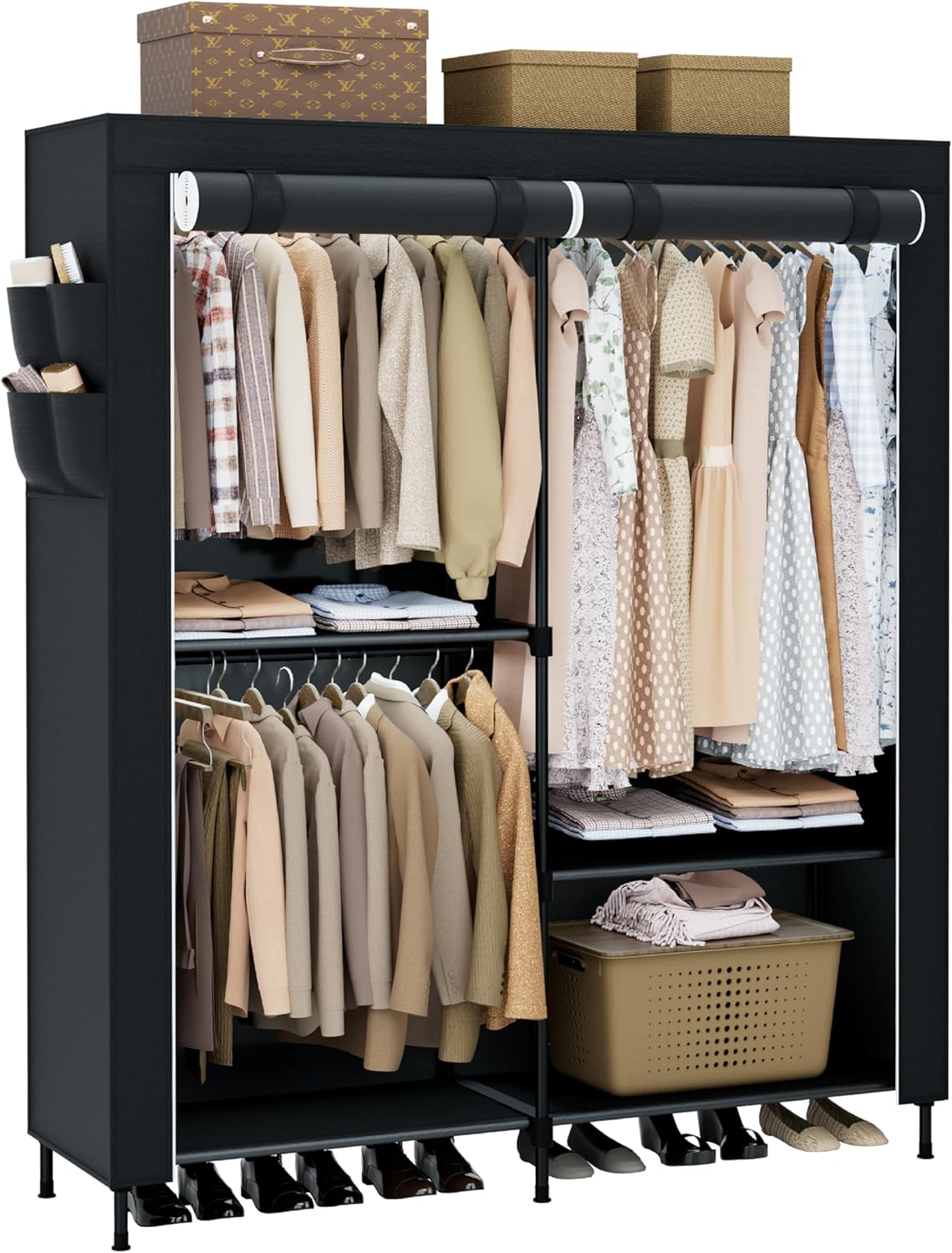 Clothes Rack, Portable Closet, 54.7 Inch Large Capacity Wardrobe Closet with Cover, Clothes Storage