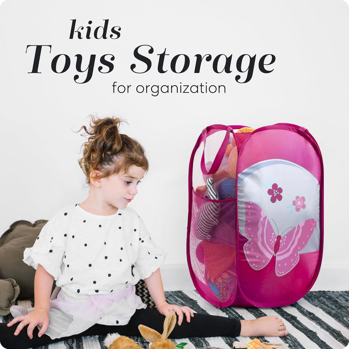 Handy Laundry Collapsible Mesh Pop Up Hamper with Wide Opening and Side Pocket - Breathable