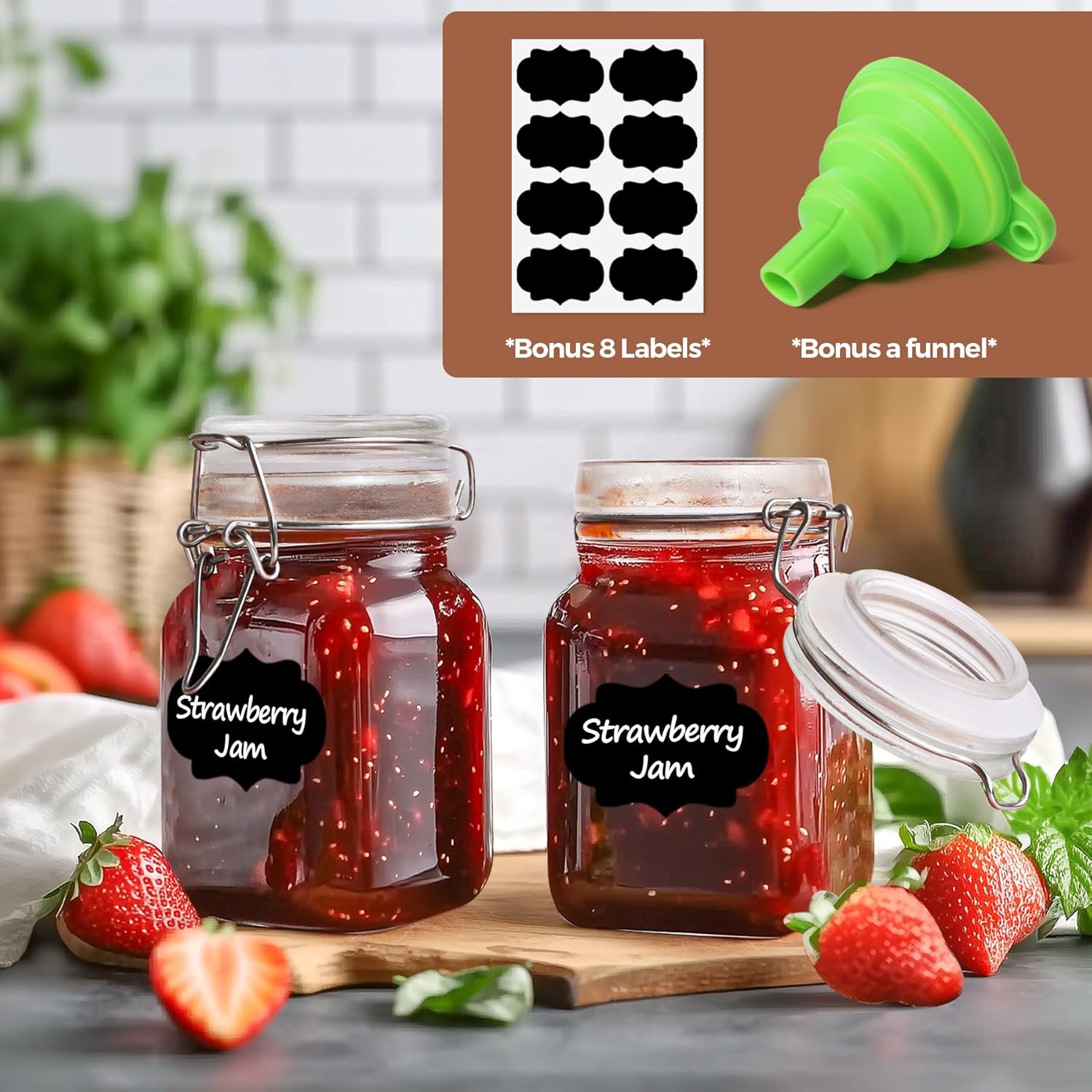 ComSaf Small Glass Jars with Airtight Lid Set of 12, Spice Jars 8 oz, Mason Jars 8 oz, Small
