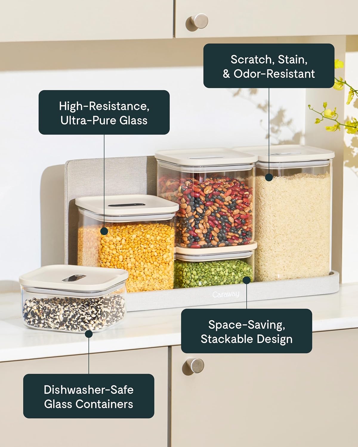 Caraway 4qt Glass Airtight Food Storage Container with Lid – Non-Toxic, BPA-Free Kitchen Storage