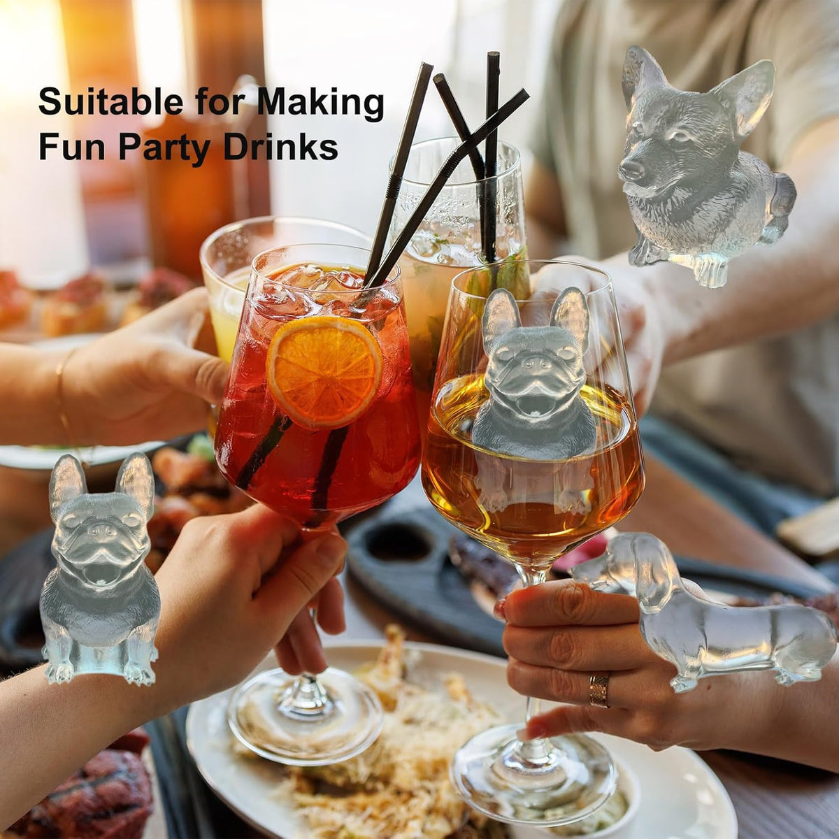3D French Bulldog Ice Cube Molds Tray Silicone for Whiskey, Cocktail, Coffee Juice Drink; Fun