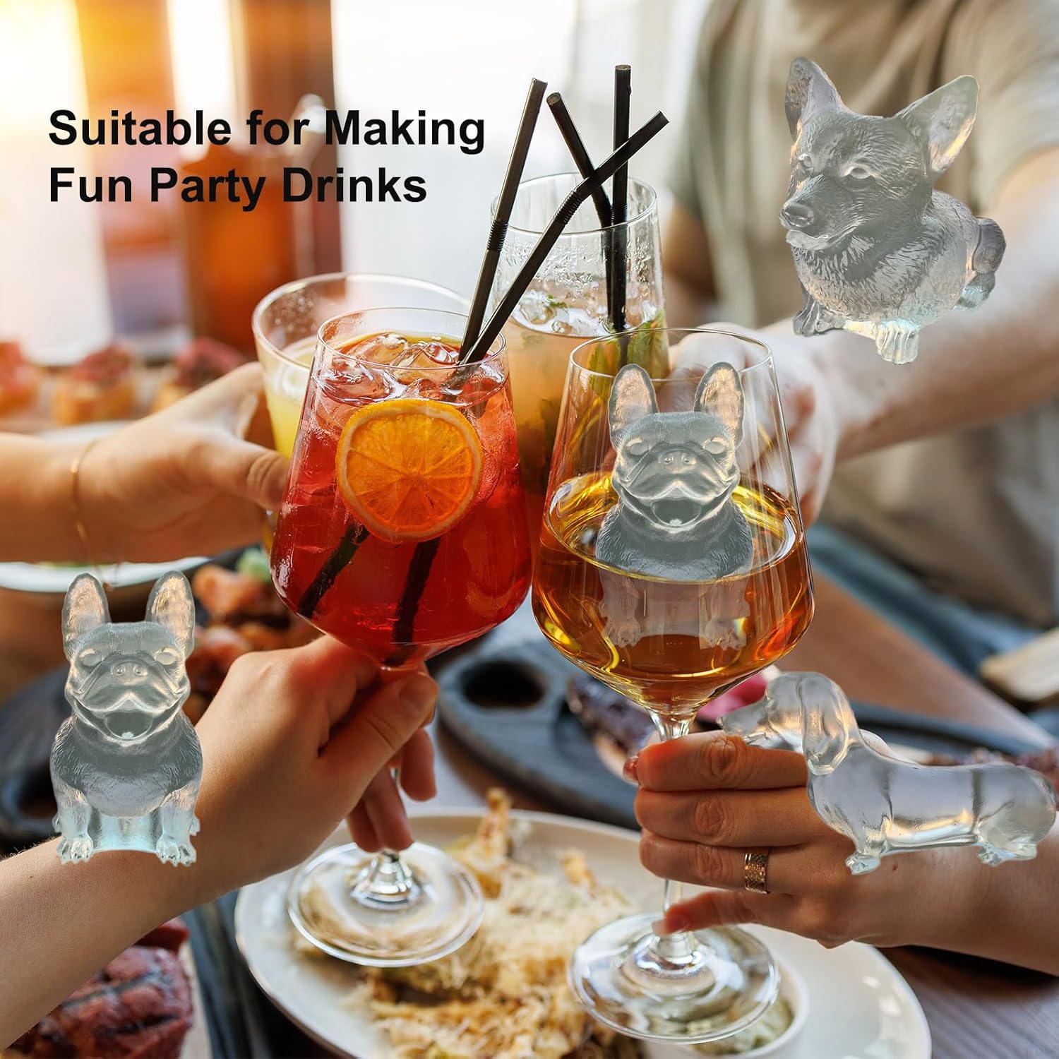 3D French Bulldog Ice Cube Molds Tray Silicone for Whiskey, Cocktail, Coffee Juice Drink; Fun