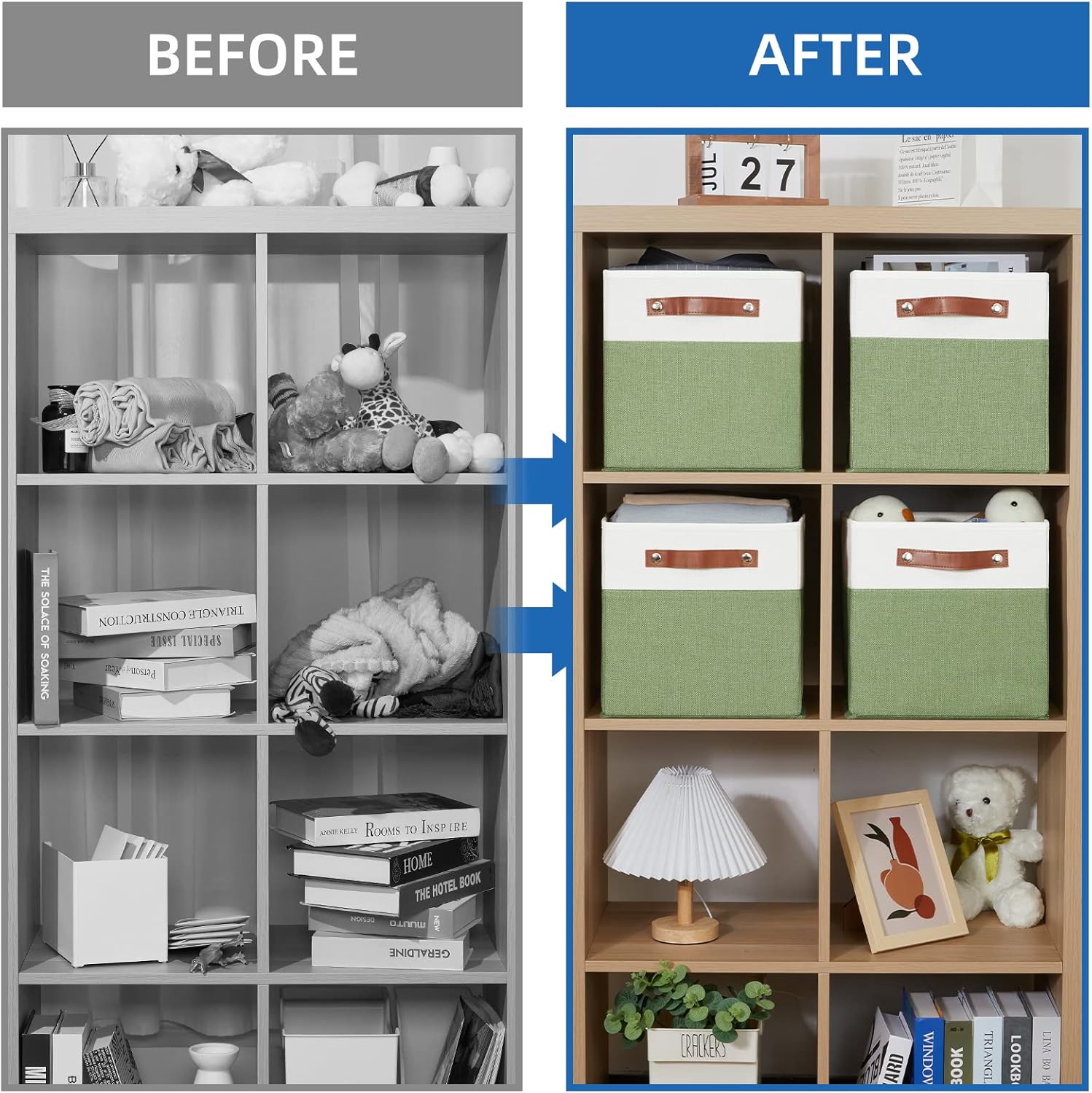 Temary Fabric Storage Bin 11x11 Cube Storage Bins for Home, 4 Pack Fabric Organizer Bins Cube
