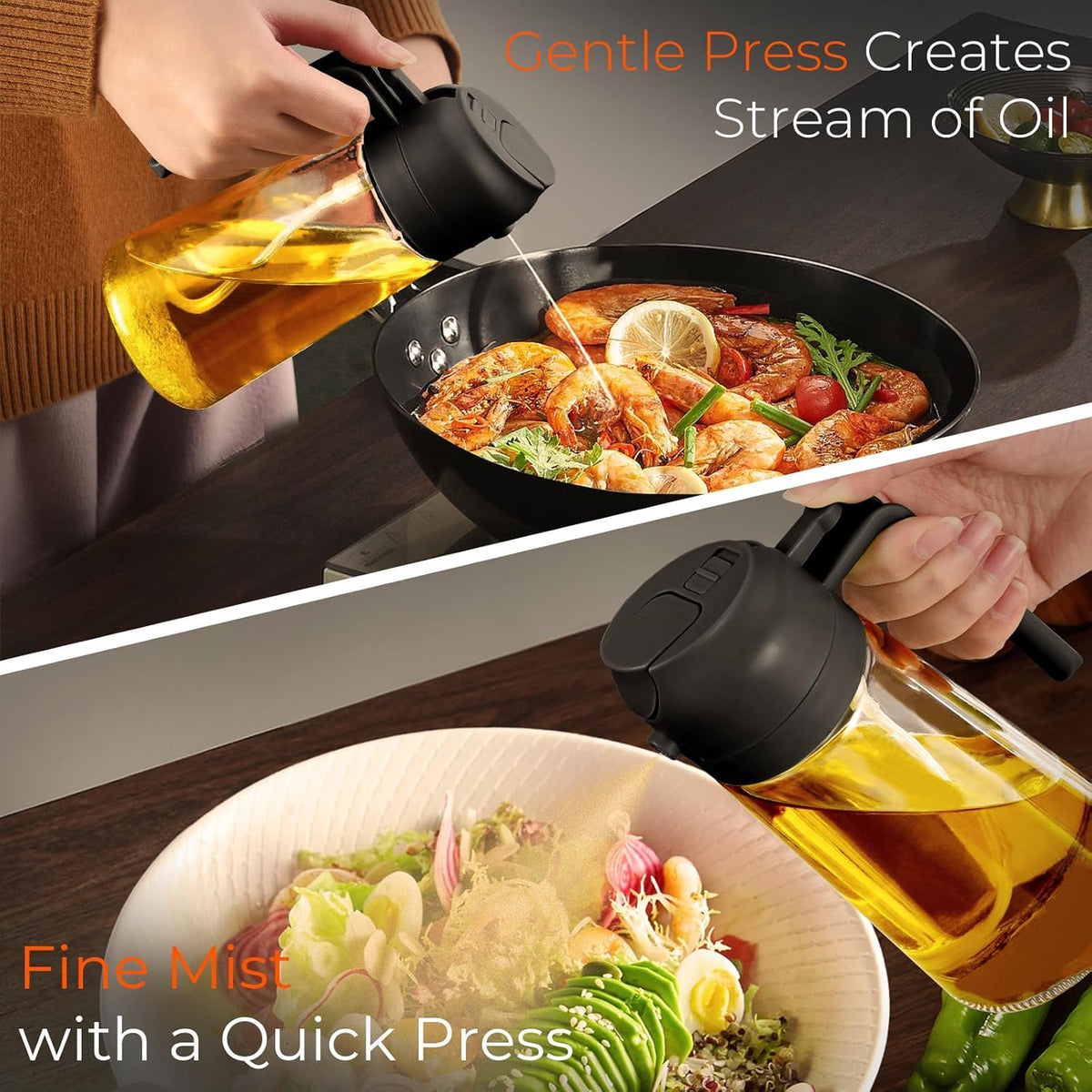 YARRAMATE 4Pcs 16oz/470ml Glass Olive Oil Sprayer Set with Stickers, Kitchen Gadgets, Including