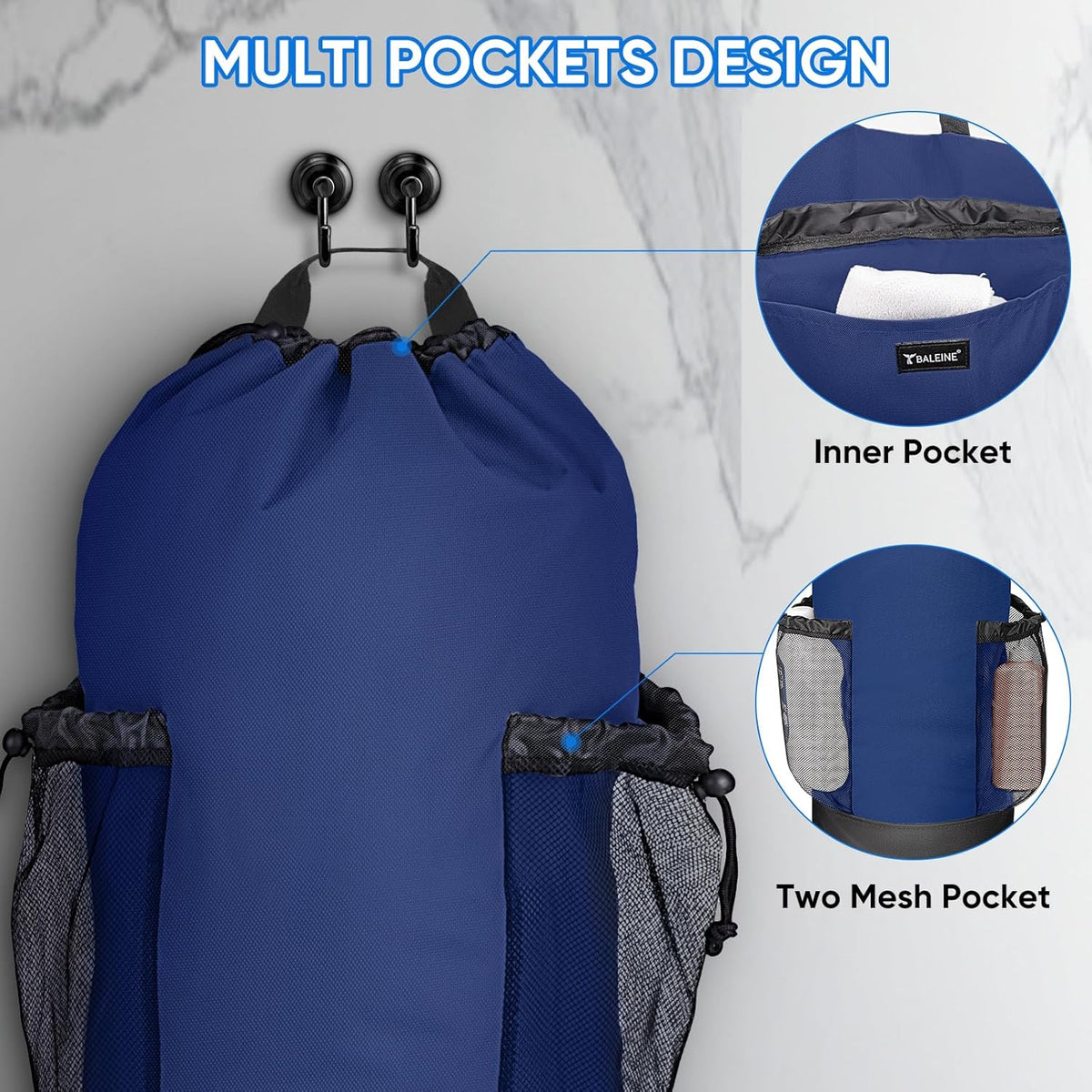 BALEINE 120L Laundry Bag Backpack, 900D Oxford Fabric Large Travel Laundry Bags with Shoulder