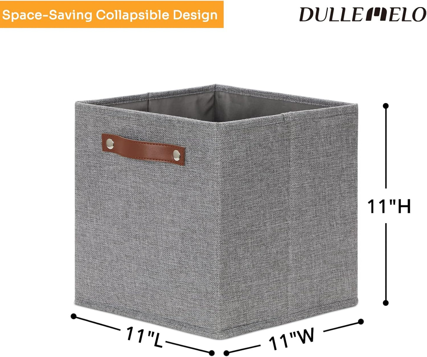 DULLEMELO 11x11 Cube Collapsible Fabric Storage Bins for Shelf Organizing, Toy Square Bins, Kids