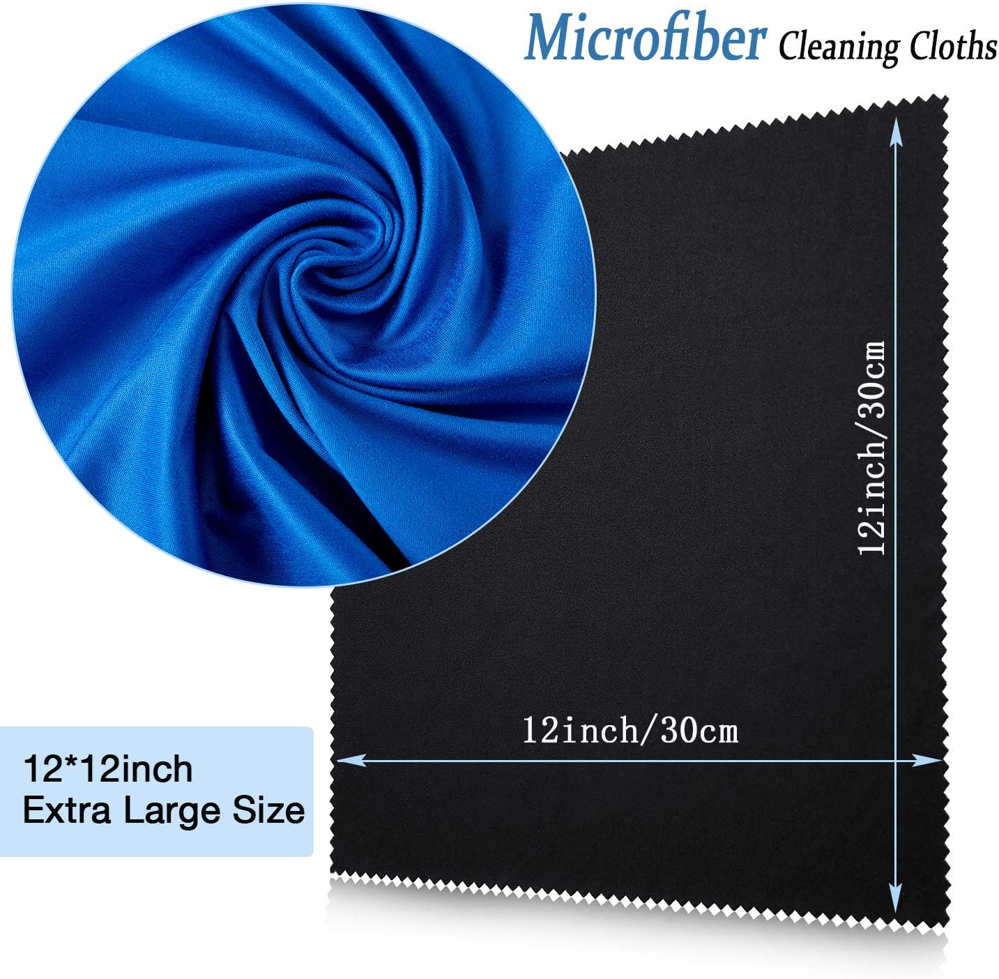 Frienda 12 Pack Large Microfiber Glass Cleaning Cloths 12 x 12 Inch Oversized Eyeglass Sunglasses