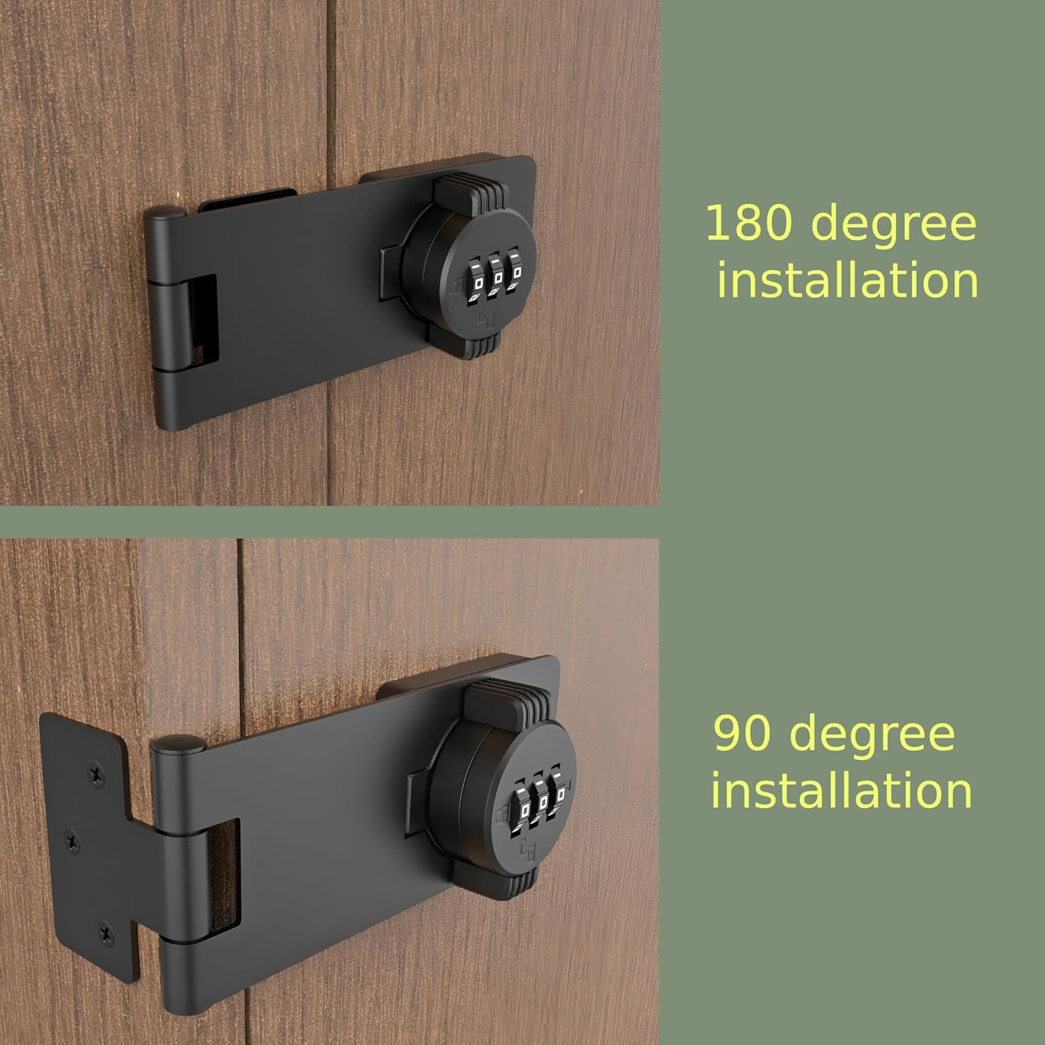 Keyless Combination Lock 3-Digit Combination Lock for Doors Twist Knob Hasp Latch Lock with