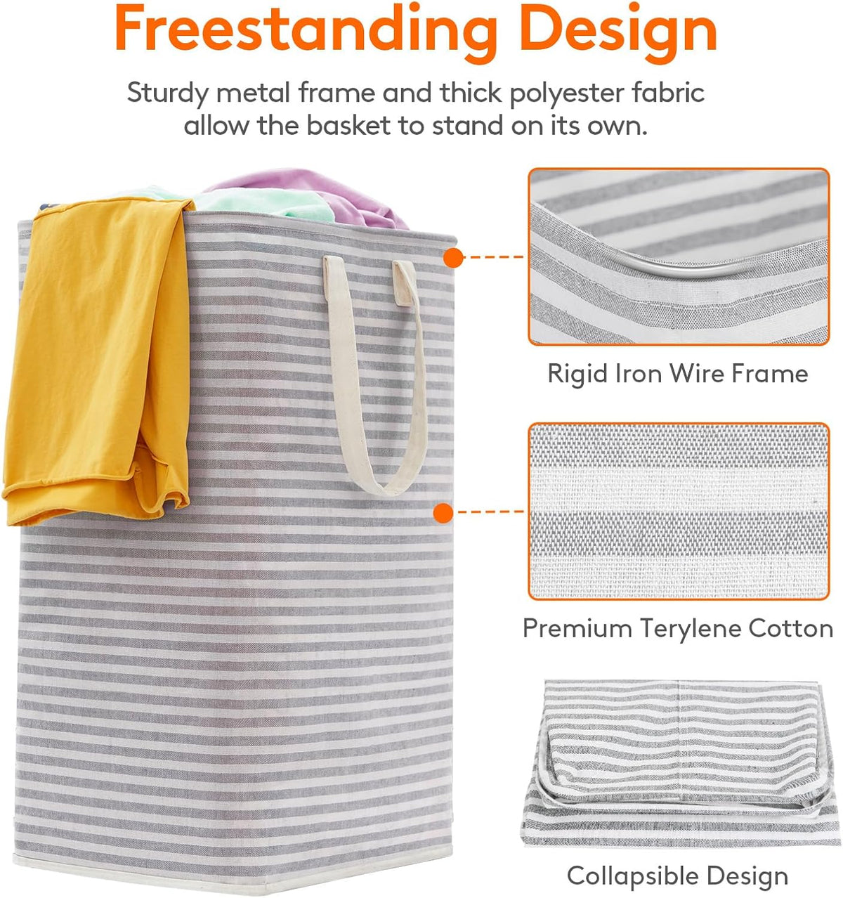 Lifewit 2 Pack Laundry Hamper Large Collapsible Laundry Basket, Freestanding Waterproof Cloth