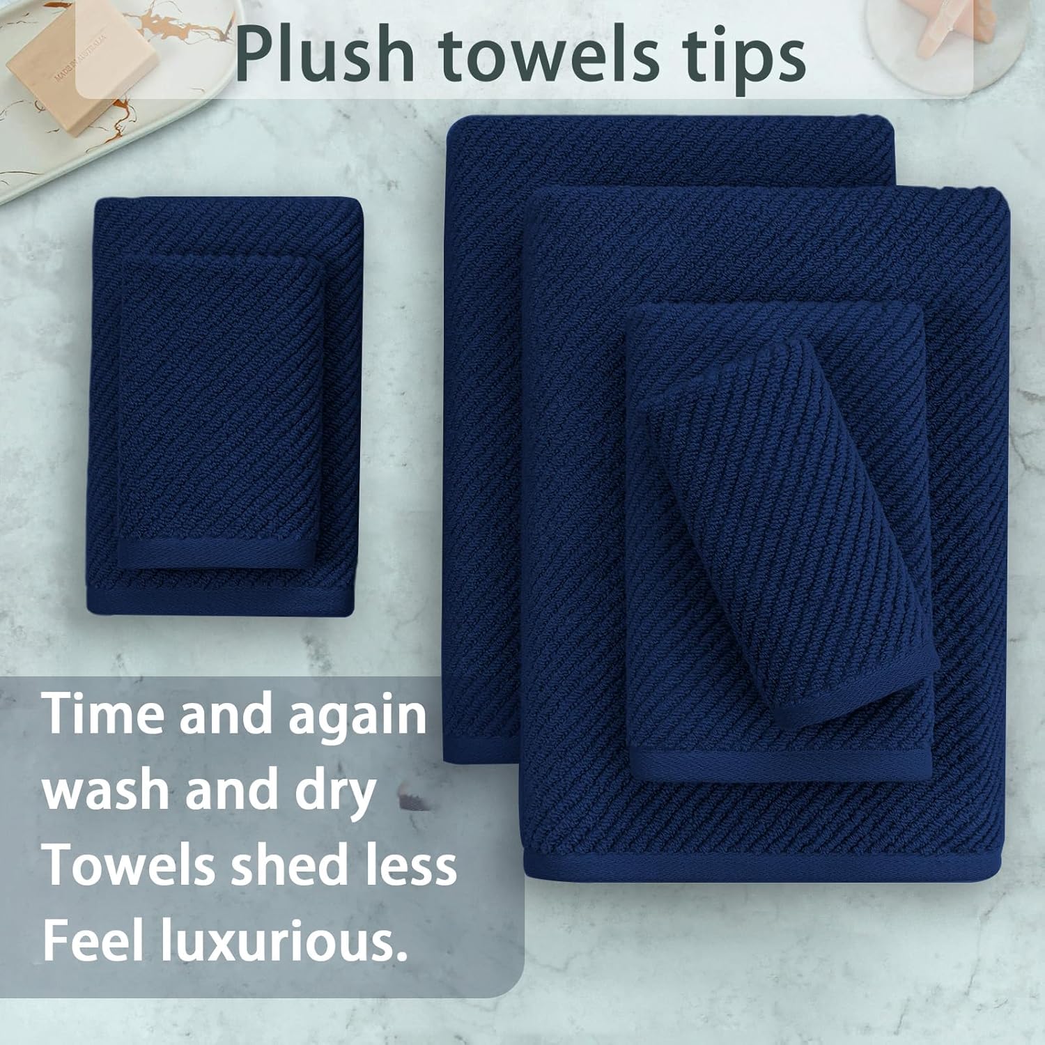 VOOVA & MOVAS Bath Towels - 100% Cotton | Quick Dry | Light Weight | Thick | Soft, Towel Set of 6