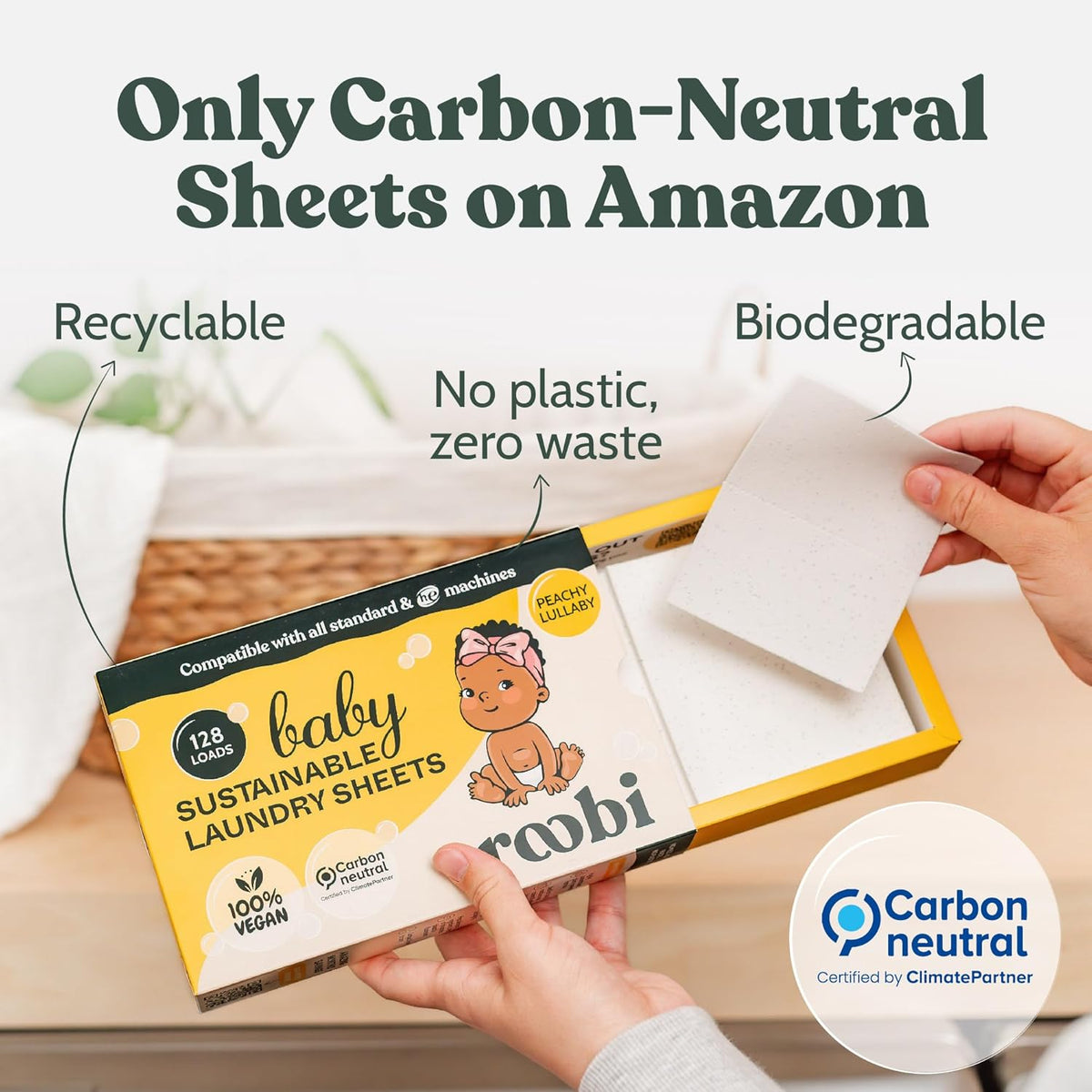 Roobi Baby Laundry Detergent Sheets. Specially Formulated for Sensitive Skin. Newborns, Infants &