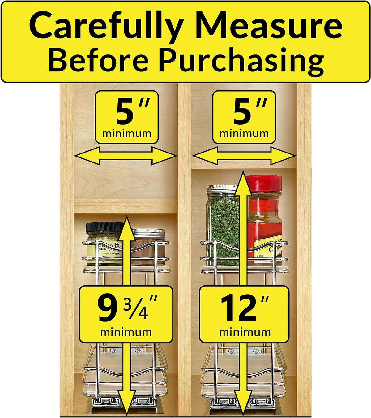 LYNK PROFESSIONAL® Pull Out Spice Rack Organizer for Inside Kitchen Cabinets - 4-1/4 inch Wide