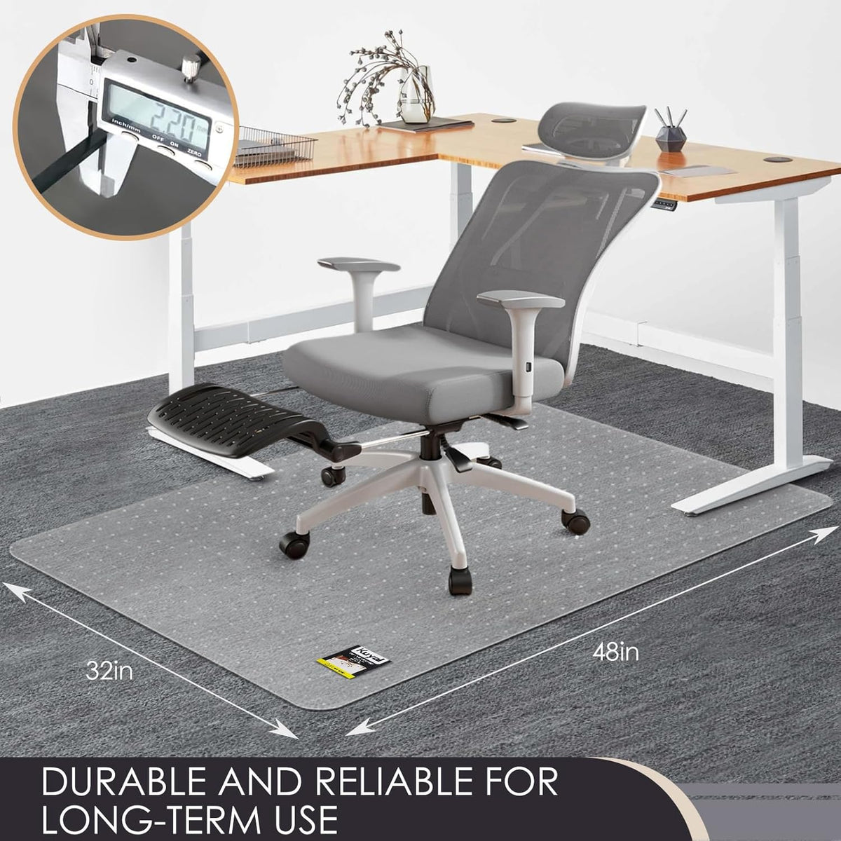 Kuyal Office Chair Mat for Carpet, 32x48 Clear Heavy Duty Computer Chair Mat, Under Desk Protector