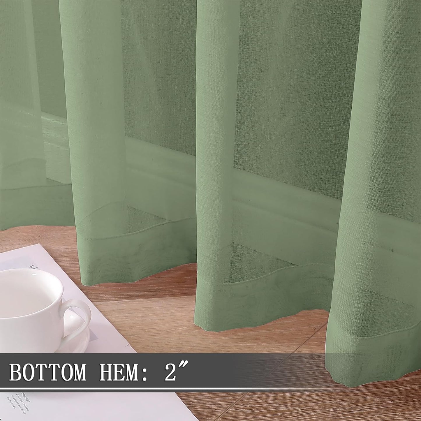 Tollpiz Sheer Tier Curtains Kitchen Linen Textured Half Curtain Sheers Light Filtering Rod Pocket