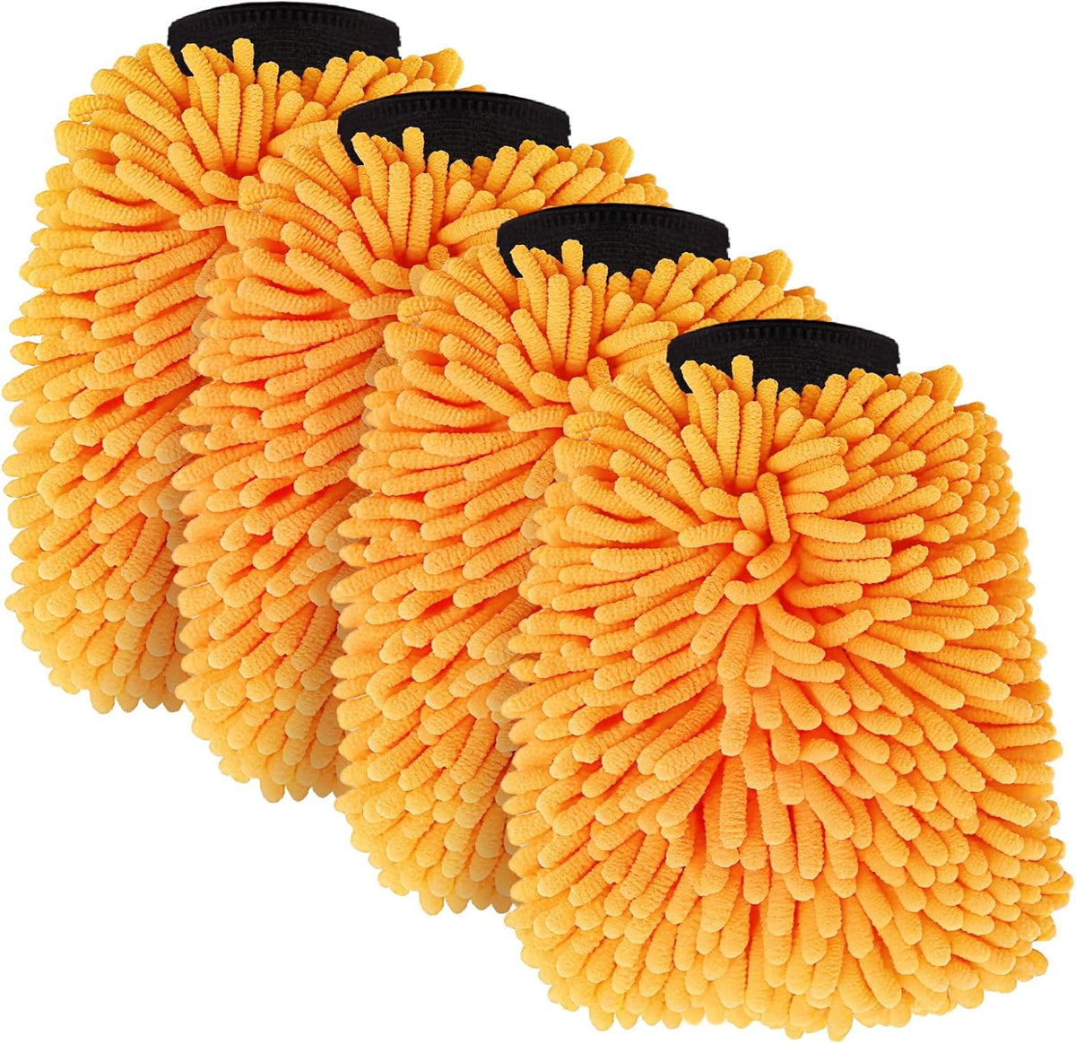 4 Pack Car Wash Mitt Microfiber, Premium Chenille Microfiber Wash Car Mitts Sponge Scratch Free &