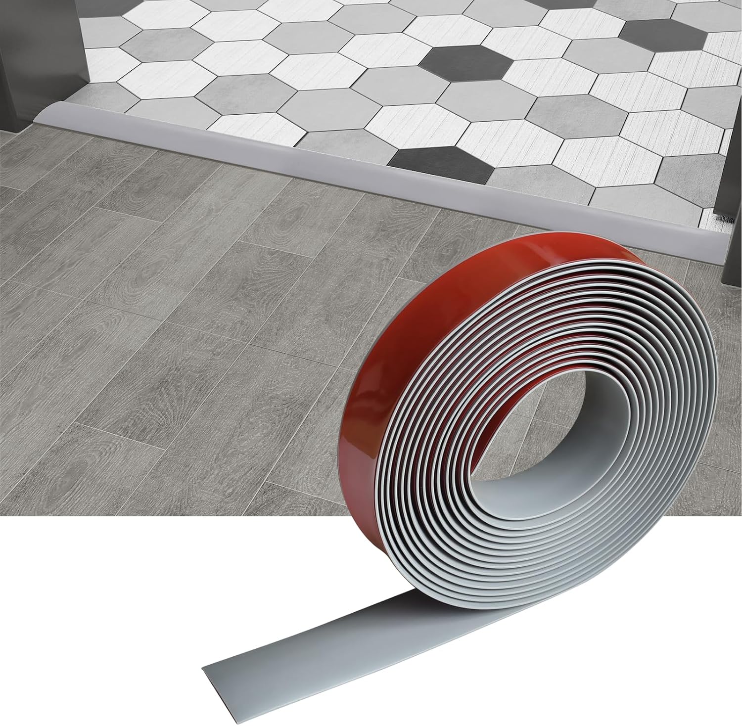 Floor/Door Flat Transition Strip & Self Adhesive Vinyl Edge Trim - Laminate Gap Covering Joining