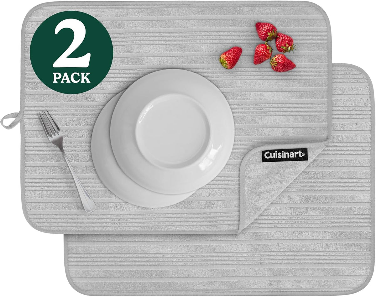 Cuisinart Dish Drying Mats for Kitchen Counter - (2) 18" x 24" Ultra Absorbent Dish Drying Mat XL