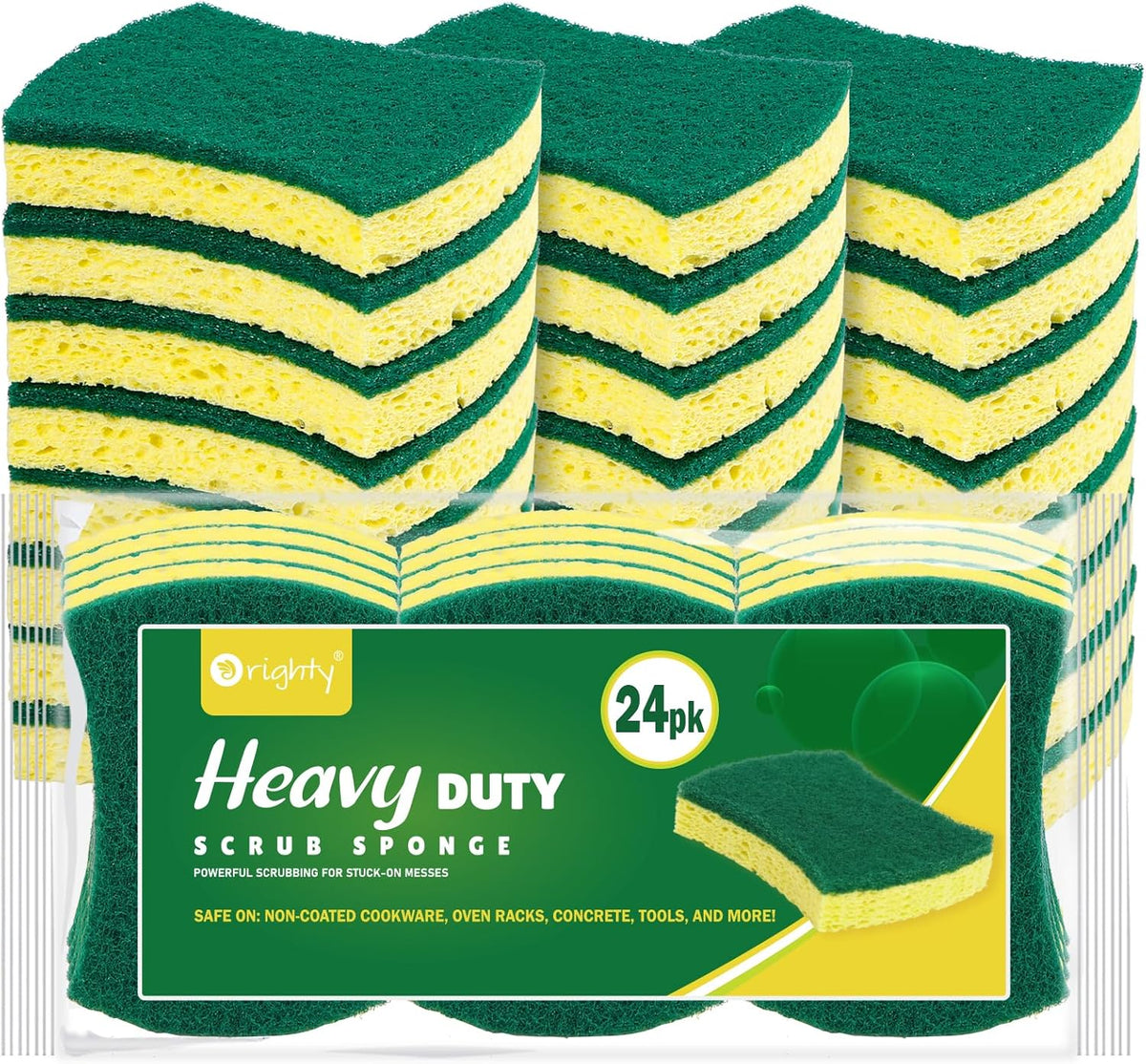 ORIGHTY Heavy Duty Cellulose Scrub Sponges Kitchen, Powerful Scrubbing & Cleaning, Suitable for