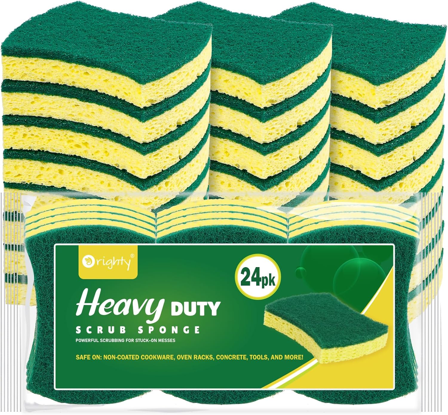 ORIGHTY Heavy Duty Cellulose Scrub Sponges Kitchen, Powerful Scrubbing & Cleaning, Suitable for