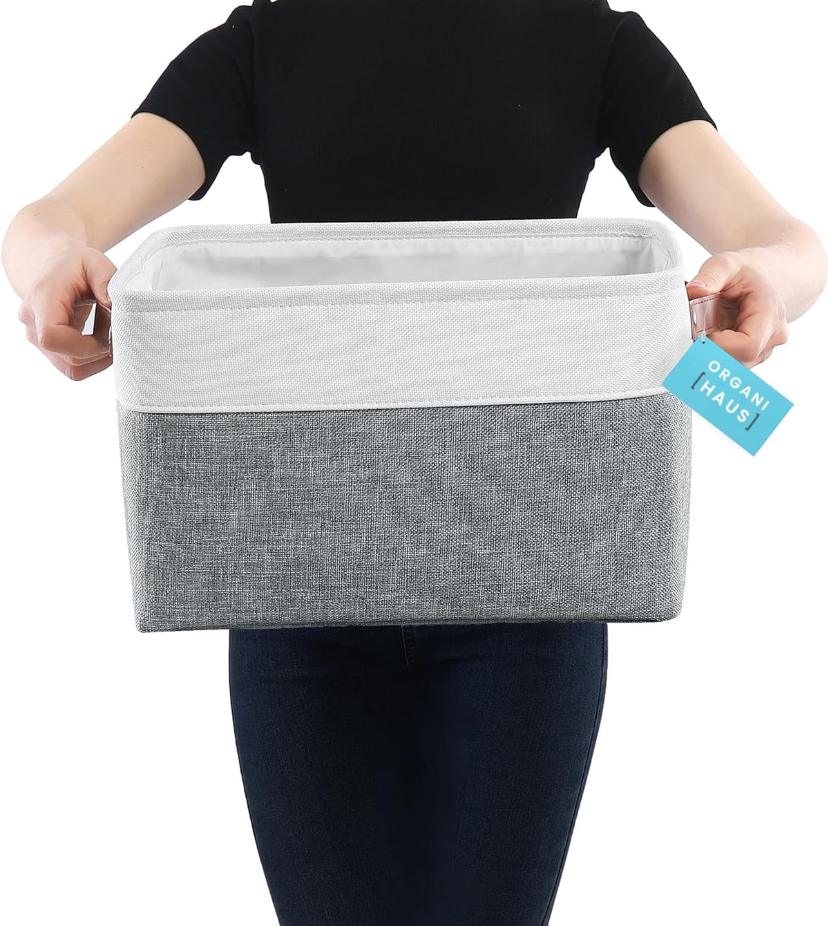 OrganiHaus Large Fabric Storage Baskets for Shelves 3 Pack, 15x11in Closet Storage Bins for