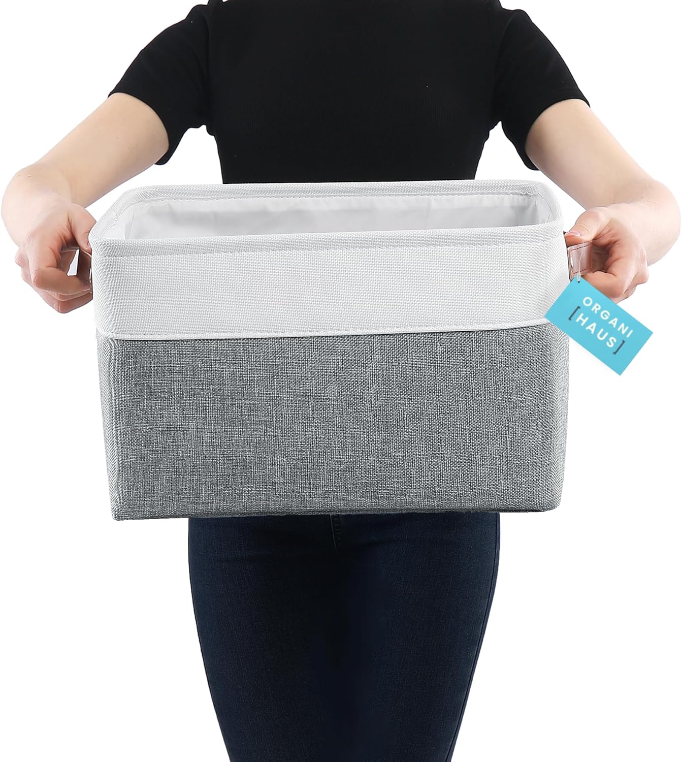 OrganiHaus Large Fabric Storage Baskets for Shelves 3 Pack, 15x11in Closet Storage Bins for