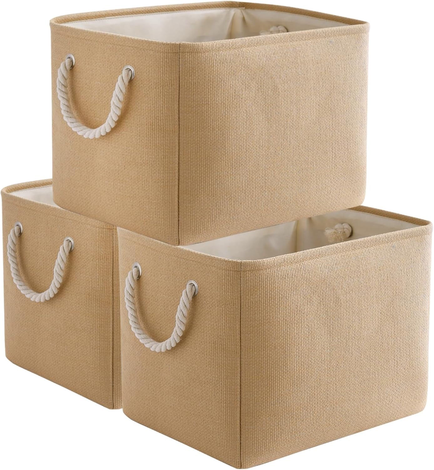 TheWarmHome Organization and Storage Basket for Organizing - 3 Pack 16x12x12 inch Cube Fabric