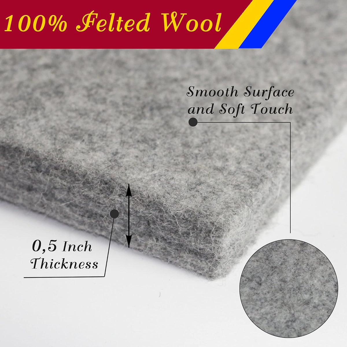 Wool Pressing Mat 60" x 22" Quilting Ironing Pad - 100% New Zealand Felted Wool Iron Board for