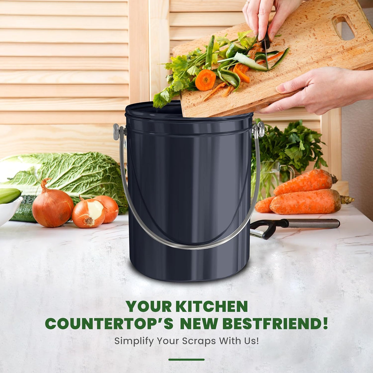 Utopia Kitchen Compost Bin for Kitchen Countertop, 1.3 Gallon Compost Bucket for Kitchen with Lid