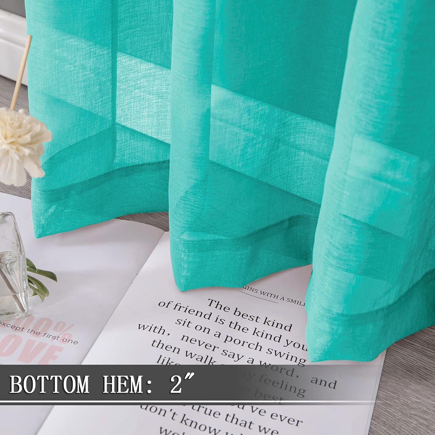 Tollpiz Sheer Curtains Linen Textured Bedroom Curtain Sheers Light Filtering Rod Pocket Voile