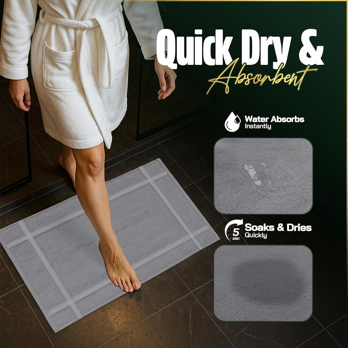 Pearl Linens Pack of 6 Washable Cotton Bath Mat 18x25 - Soft & Absorbent Quick Dry Bathroom Mat