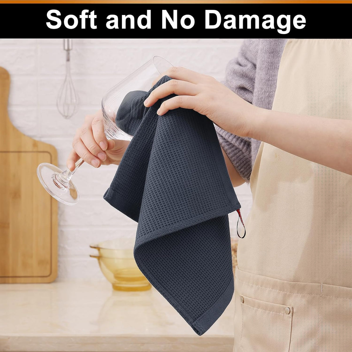 Homaxy 100% Cotton Waffle Weave Dish Cloths - 6 Pack Soft and Absorbent Dish Towels - 12 x 12