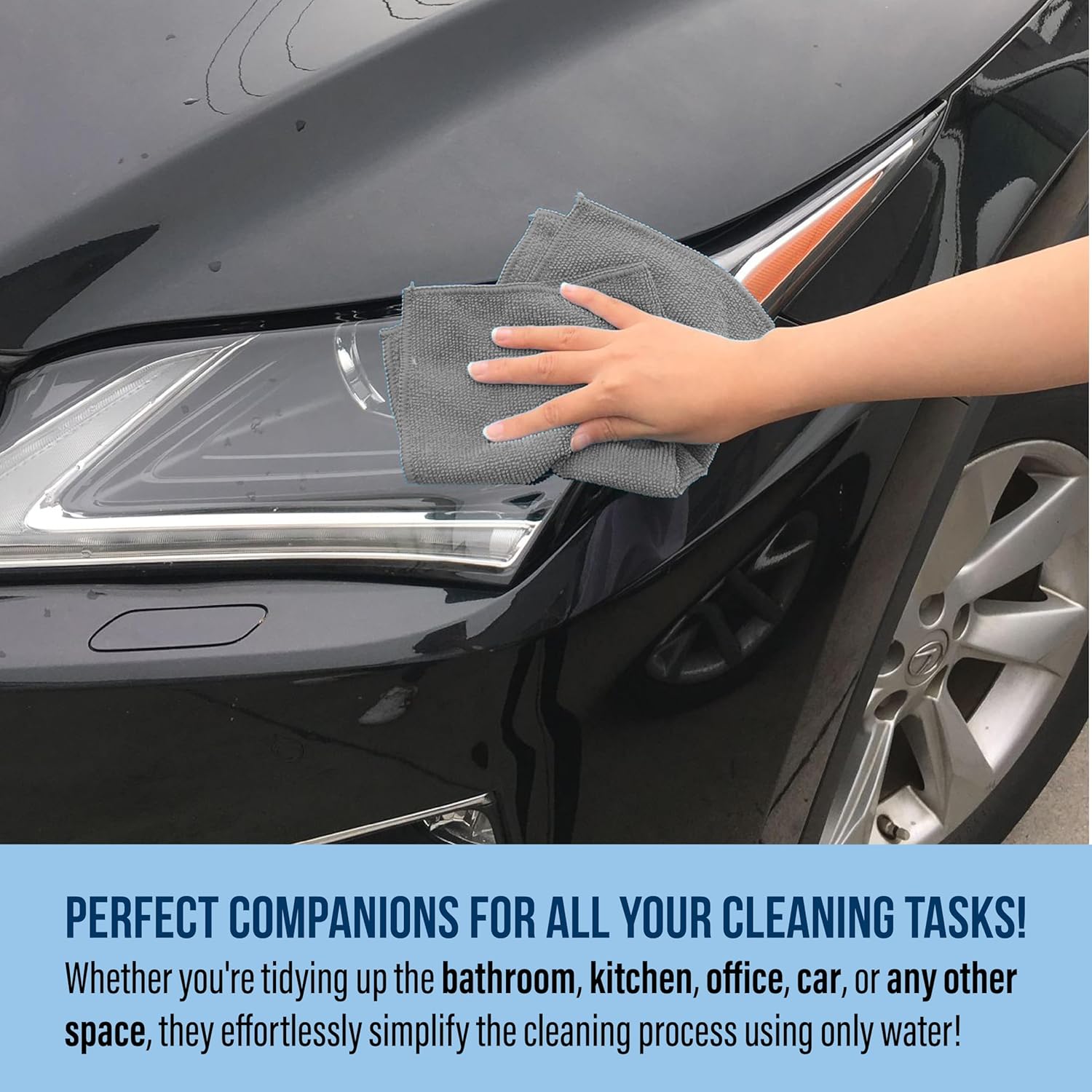 GREEN LIFESTYLE Chamois Cloth, Microfiber Cleaning Cloth 50 Pack, Borderless Towels Cleaning, Car