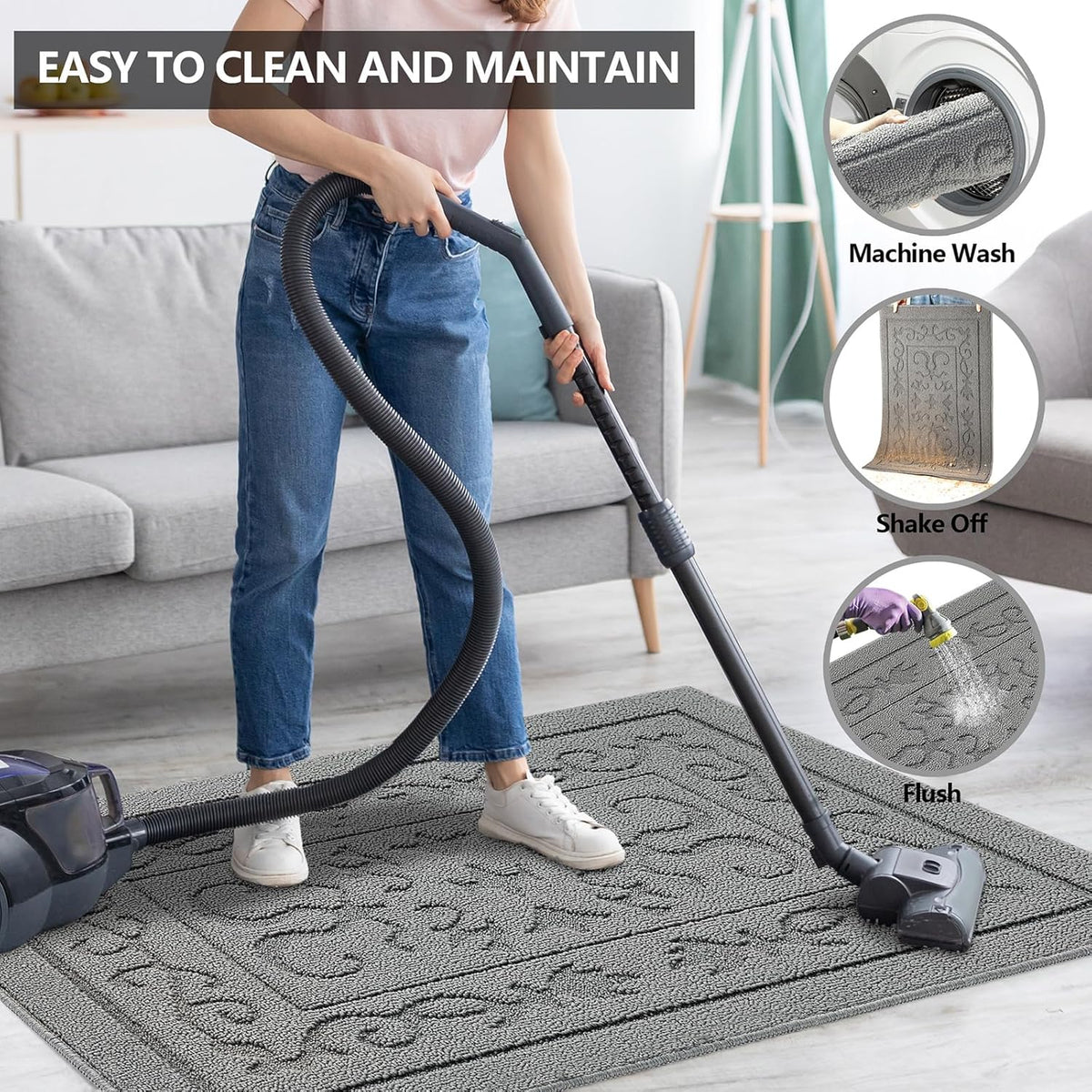FONEYI Indoor Door Mat 32" x 40", Dirt Trapper Door Mats Non-Slip Entryway Rugs Washable, Absorbent