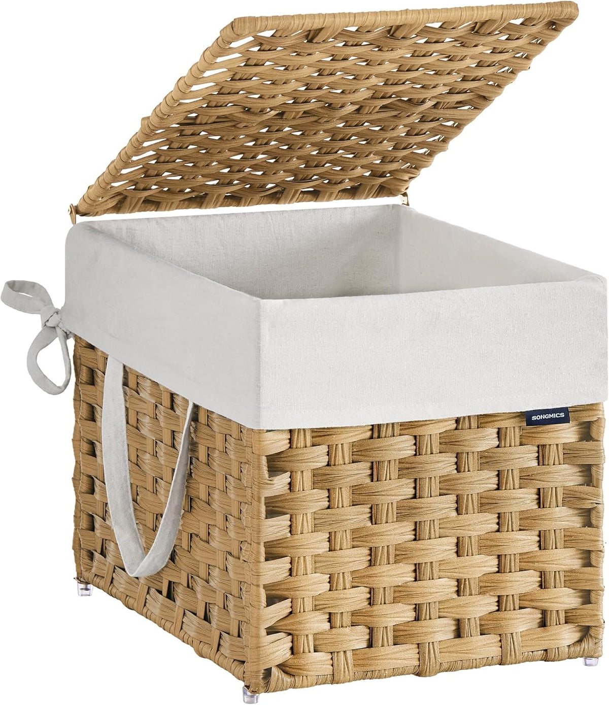 SONGMICS Laundry Hamper with Lid, 9.5 Gallon (36 L) Synthetic Rattan Clothes Laundry Basket with