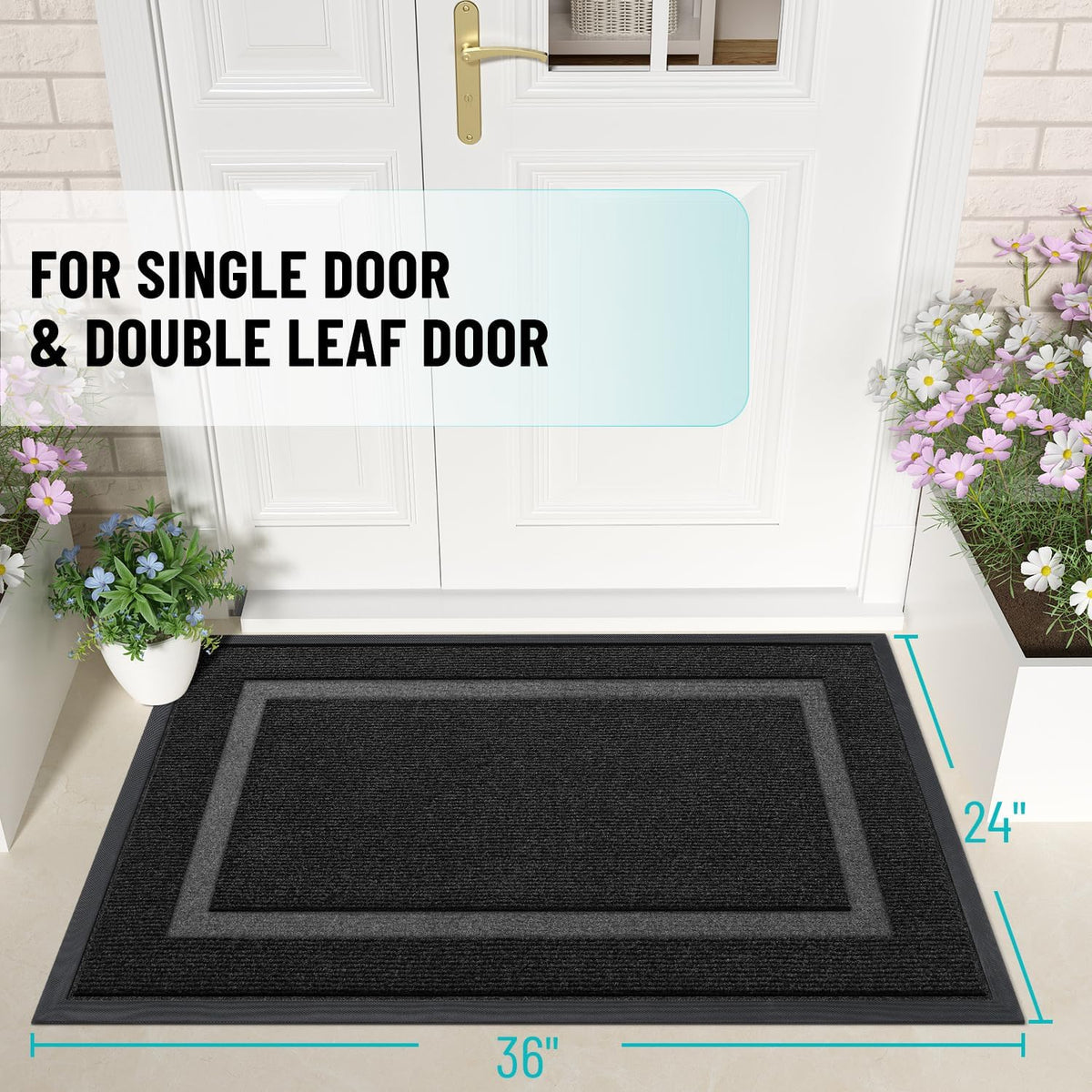 OLANLY Front Door Mat Indoor Outdoor Entrance, Waterproof All-Season, All-Weather Doormat, Sturdy